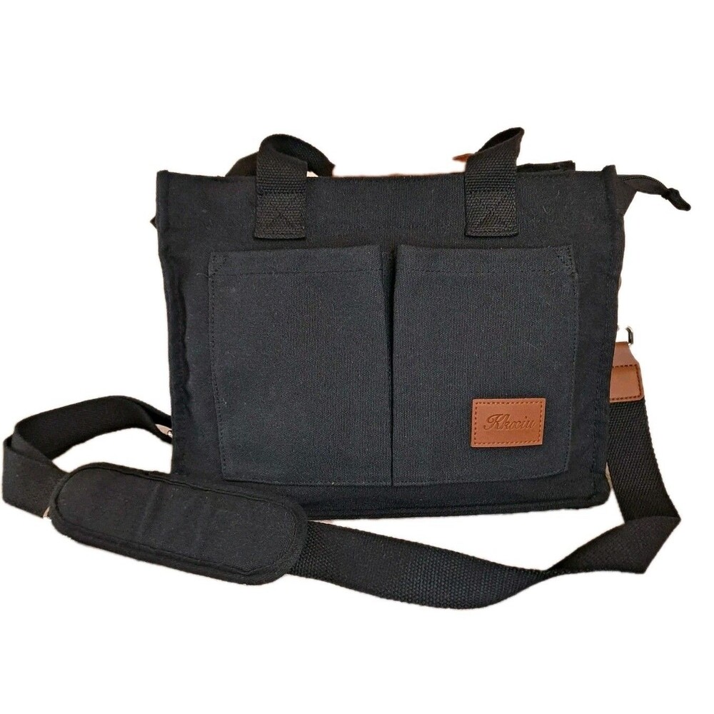 Tote Bag Large Black Tote with Zipper & Compartments